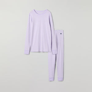 Purple Striped Adult Pyjamas from Polarn O. Pyret kidswear. Nordic kids clothes made from sustainable sources.