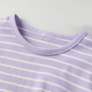 Purple Striped Adult Pyjamas from Polarn O. Pyret kidswear. Nordic kids clothes made from sustainable sources.