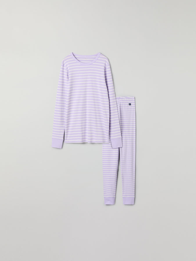 Purple Striped Adult Pyjamas from Polarn O. Pyret kidswear. Nordic kids clothes made from sustainable sources.