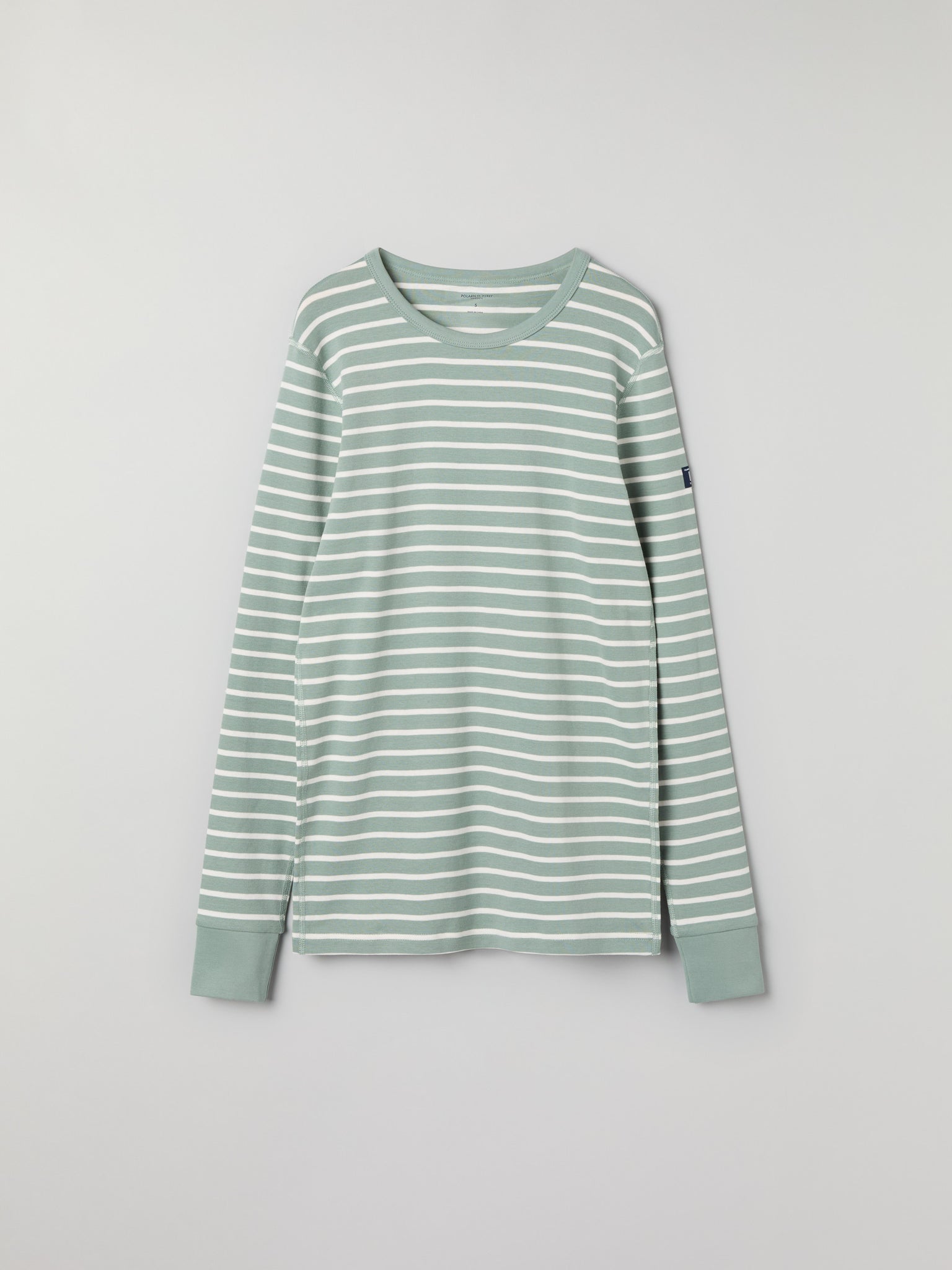 Green Striped Adult Pyjamas from Polarn O. Pyret kidswear. Clothes made using sustainably sourced materials.