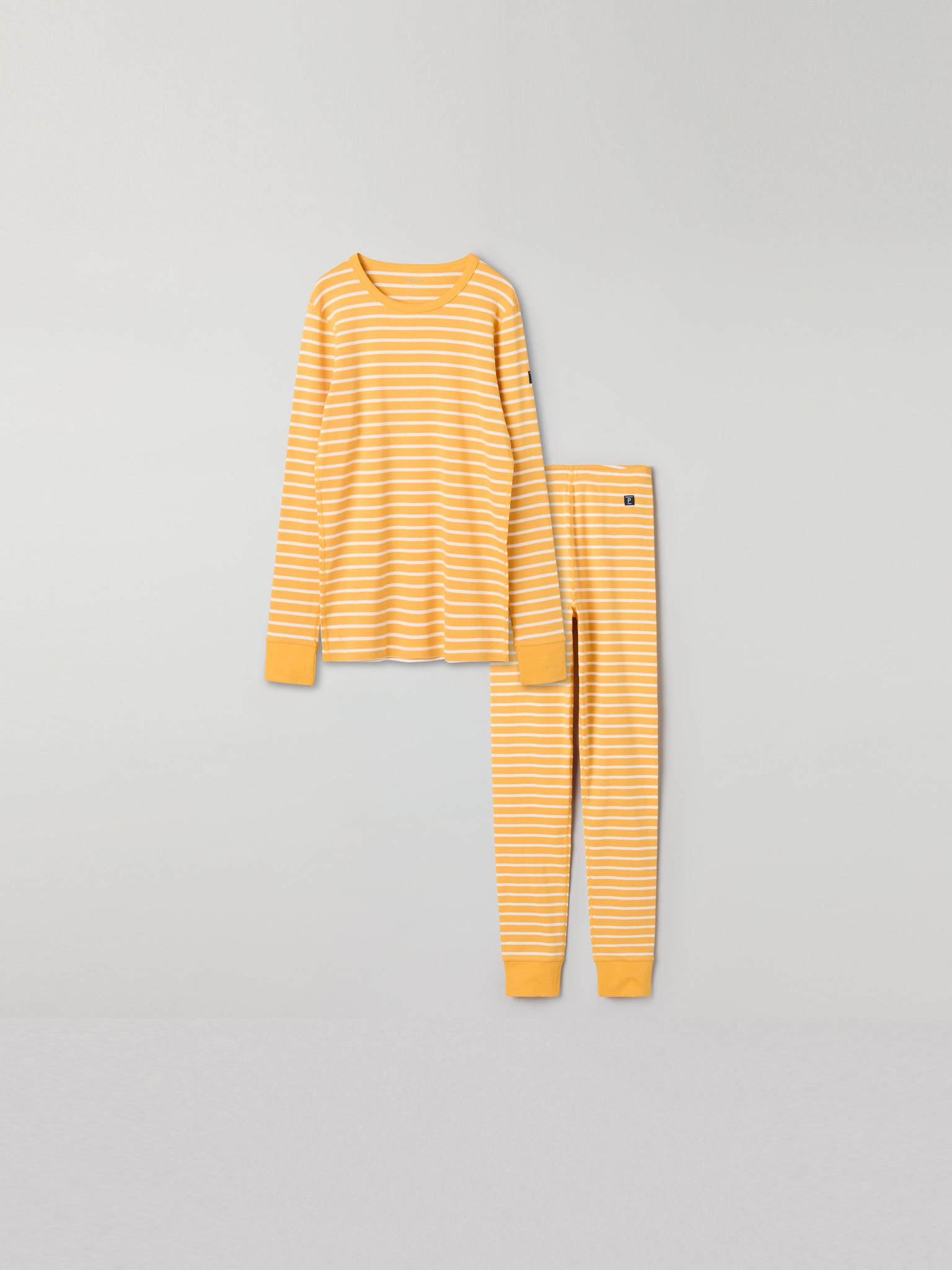 Yellow Striped Adult Pyjamas from Polarn O. Pyret kidswear. Clothes made using sustainably sourced materials.