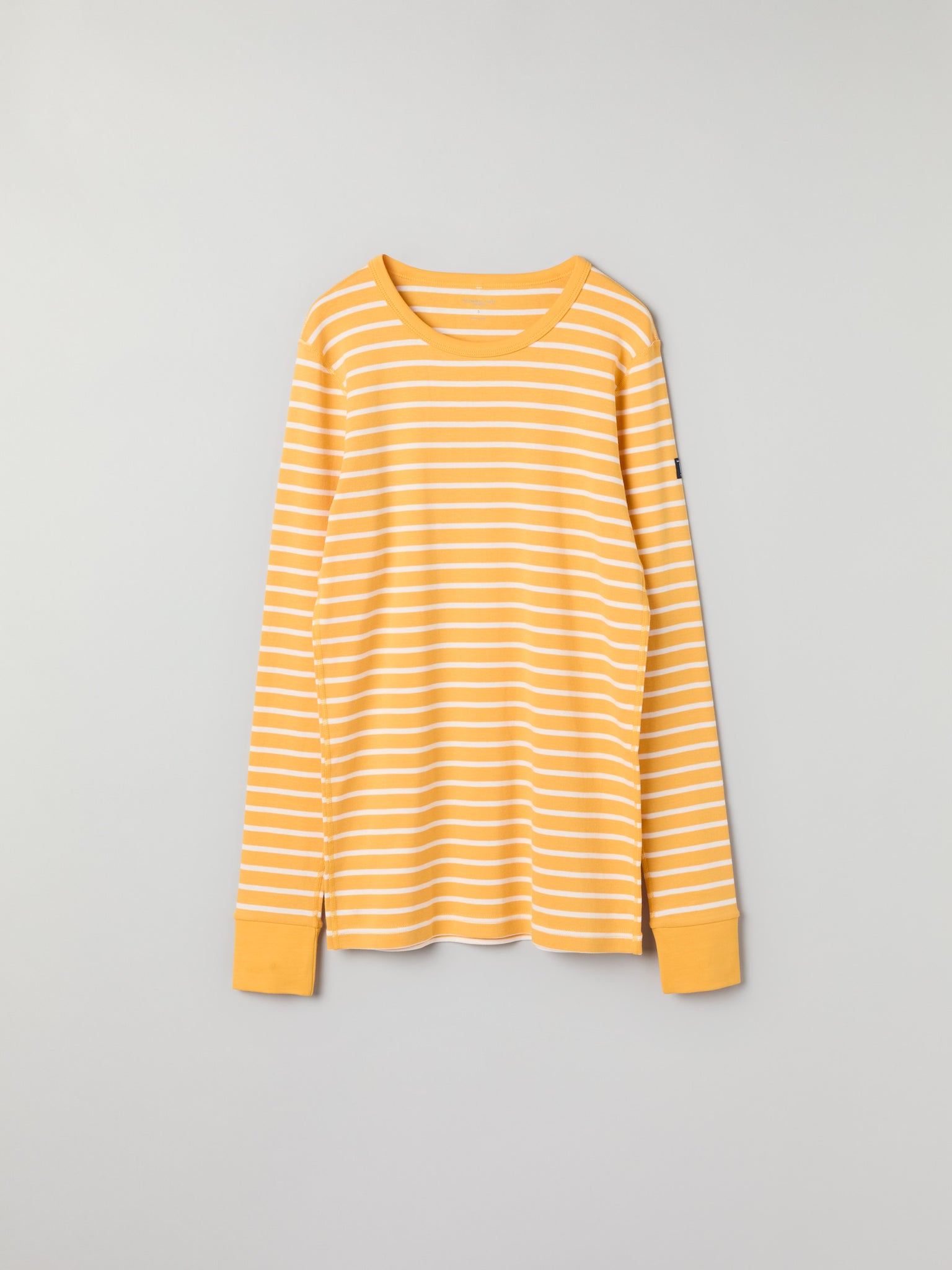 Yellow Striped Adult Pyjamas from Polarn O. Pyret kidswear. Clothes made using sustainably sourced materials.