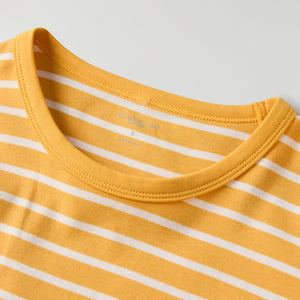 Yellow Striped Adult Pyjamas from Polarn O. Pyret kidswear. Clothes made using sustainably sourced materials.