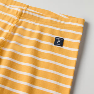 Yellow Striped Adult Pyjamas from Polarn O. Pyret kidswear. Clothes made using sustainably sourced materials.