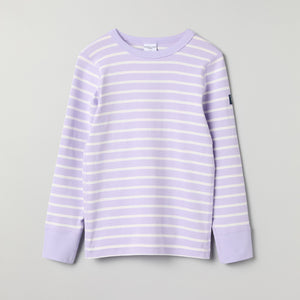 Organic Cotton Striped Purple Kids Top from Polarn O. Pyret kidswear. Clothes made using sustainably sourced materials.