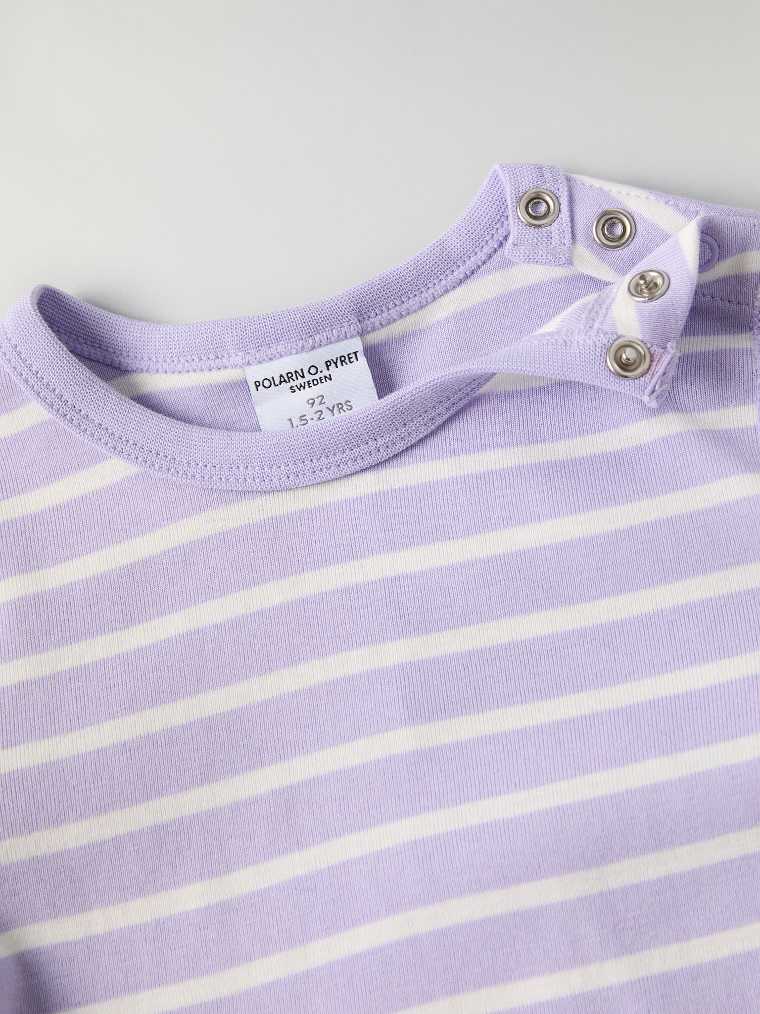 Organic Cotton Striped Purple Kids Top from Polarn O. Pyret kidswear. Clothes made using sustainably sourced materials.