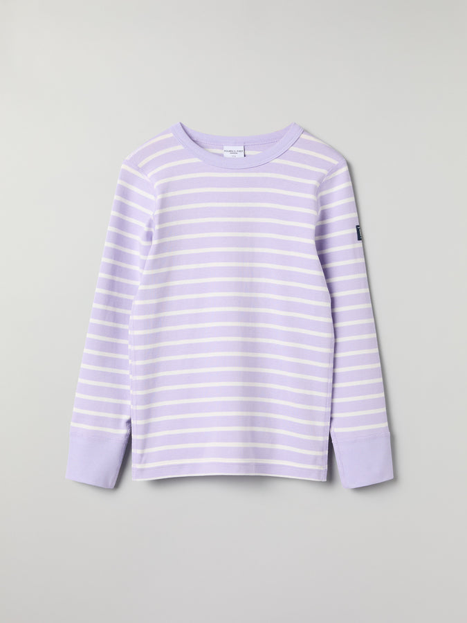 Organic Cotton Striped Purple Kids Top from Polarn O. Pyret kidswear. Clothes made using sustainably sourced materials.