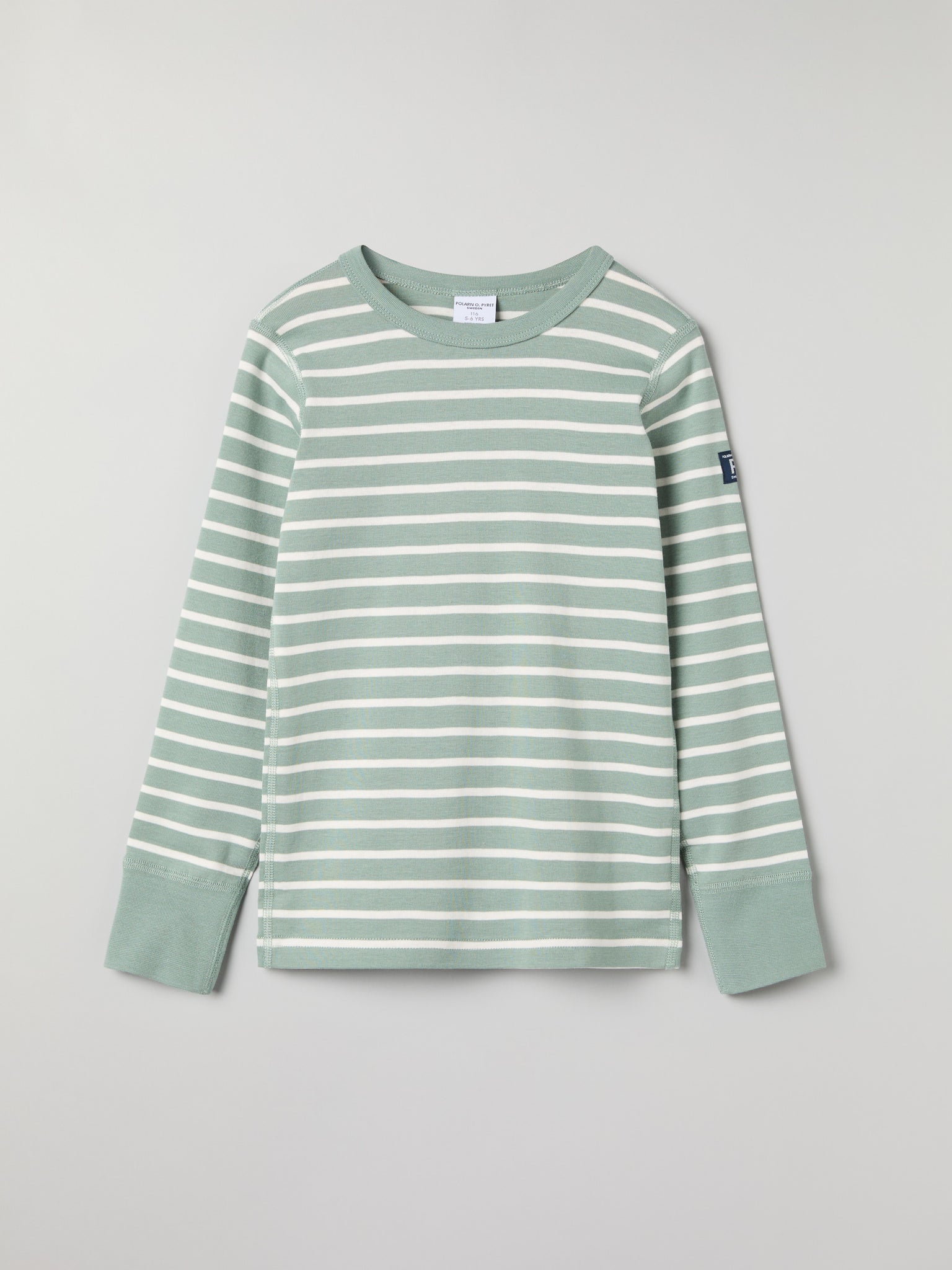 Organic Cotton Striped Green Kids Top from Polarn O. Pyret kidswear. Ethically produced kids clothing.