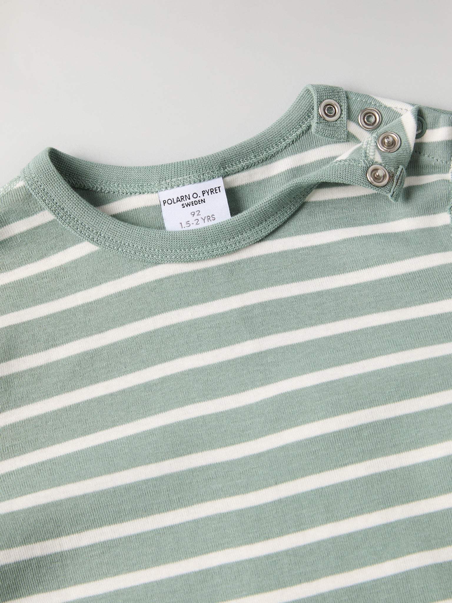 Organic Cotton Striped Green Kids Top from Polarn O. Pyret kidswear. Ethically produced kids clothing.