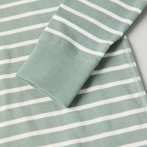 Organic Cotton Striped Green Kids Top from Polarn O. Pyret kidswear. Ethically produced kids clothing.