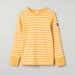 Organic Cotton Striped Yellow Kids Top from Polarn O. Pyret kidswear. Ethically produced kids clothing.