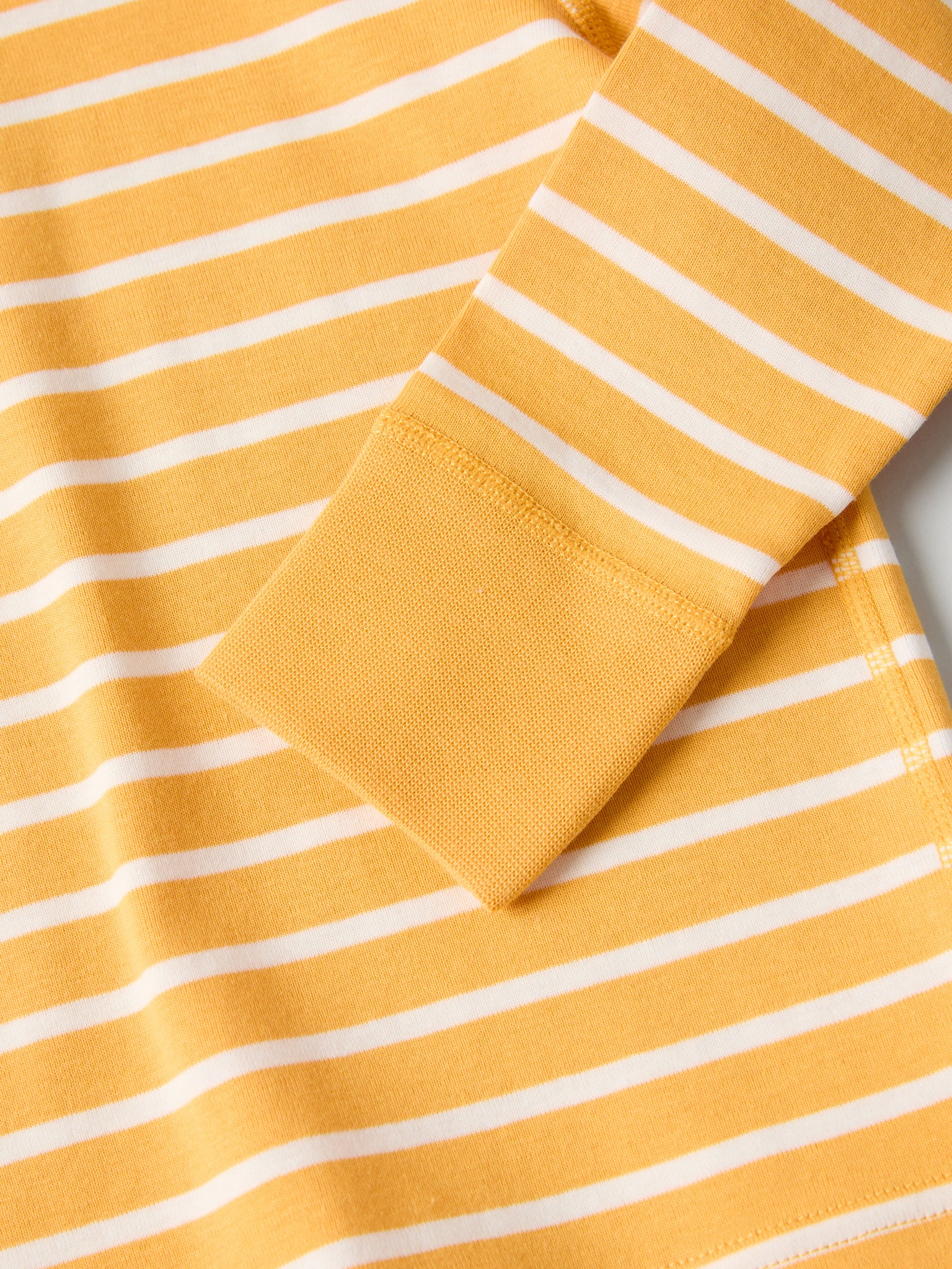 Organic Cotton Striped Yellow Kids Top from Polarn O. Pyret kidswear. Ethically produced kids clothing.