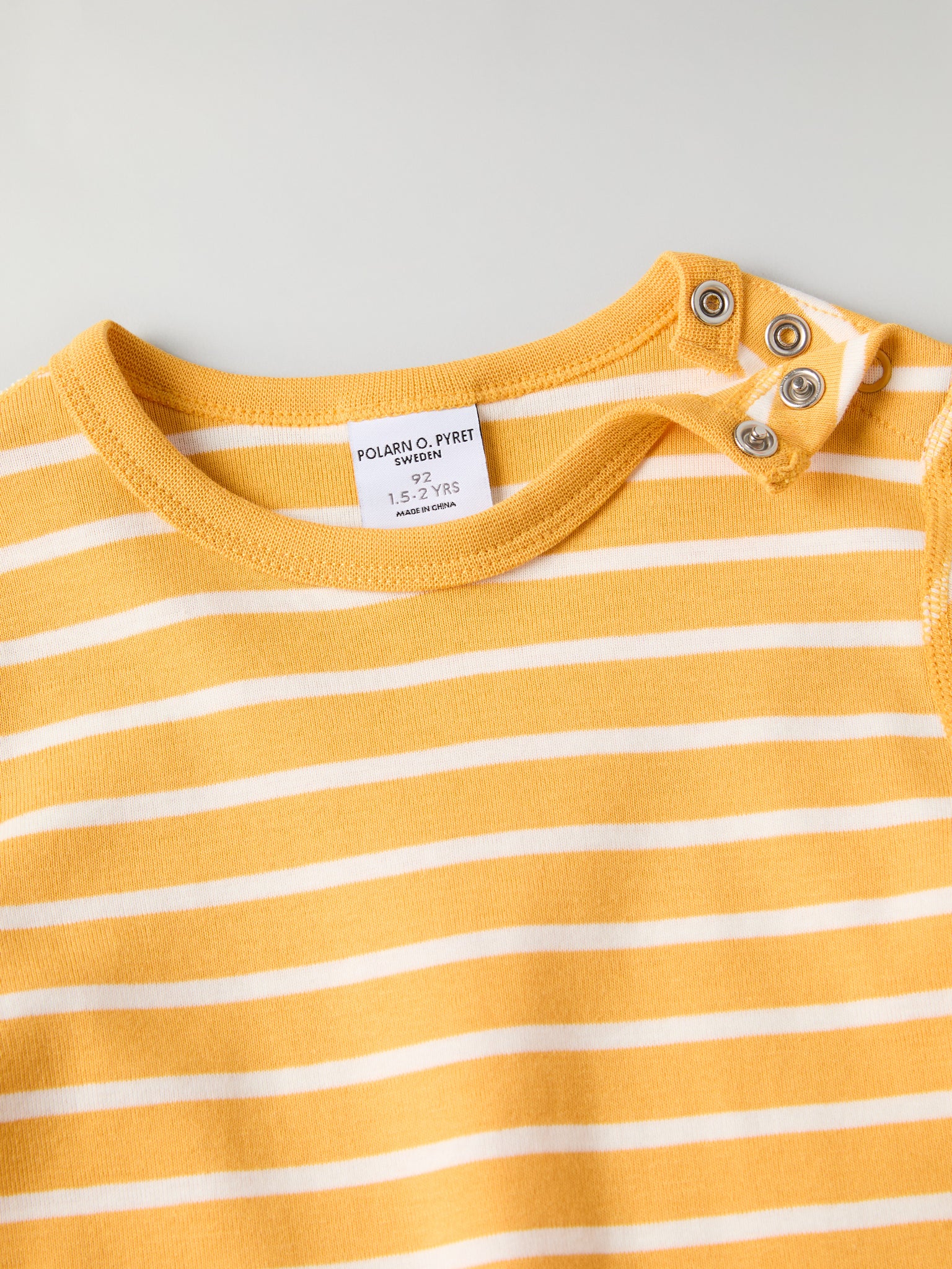 Organic Cotton Striped Yellow Kids Top from Polarn O. Pyret kidswear. Ethically produced kids clothing.