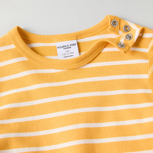 Organic Cotton Striped Yellow Kids Top from Polarn O. Pyret kidswear. Ethically produced kids clothing.