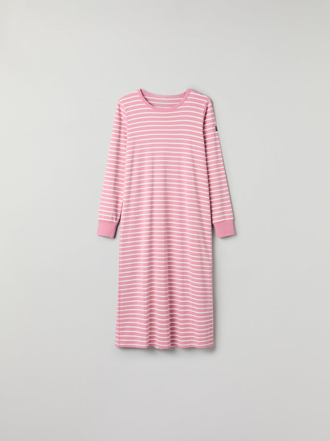 Pink Striped Adult Nightdress from Polarn O. Pyret kidswear. Ethically produced kids clothing.