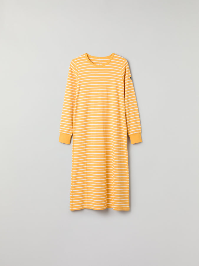 Yellow Striped Adult Nightdress from Polarn O. Pyret kidswear. Nordic kids clothes made from sustainable sources.