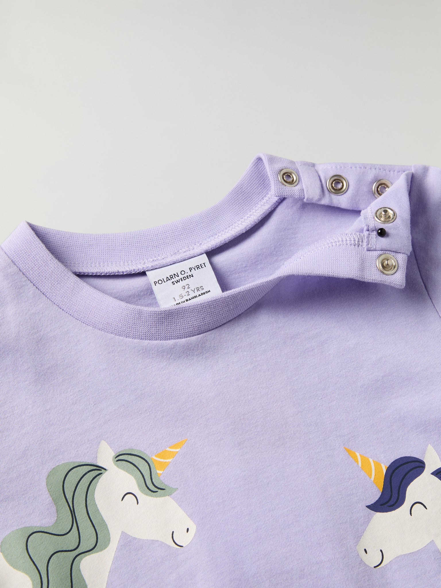 Organic Cotton Kids Unicorn Print T-shirt from Polarn O. Pyret kidswear. Ethically produced kids clothing.