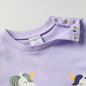 Organic Cotton Kids Unicorn Print T-shirt from Polarn O. Pyret kidswear. Ethically produced kids clothing.