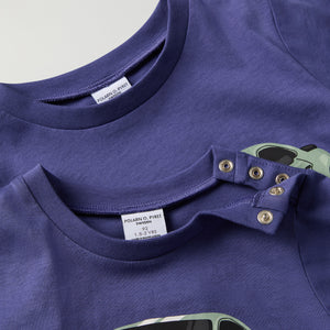 Organic Cotton Kids Car Print T-shirt from Polarn O. Pyret kidswear. Clothes made using sustainably sourced materials.