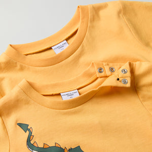 Organic Cotton Kids Dragon Print T-shirt from Polarn O. Pyret kidswear. Nordic kids clothes made from sustainable sources.