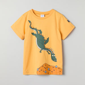 Organic Cotton Kids Dragon Print T-shirt from Polarn O. Pyret kidswear. Nordic kids clothes made from sustainable sources.