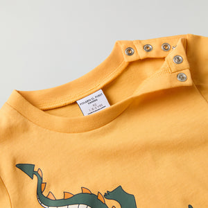 Organic Cotton Kids Dragon Print T-shirt from Polarn O. Pyret kidswear. Nordic kids clothes made from sustainable sources.