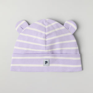 Striped Organic Cotton Baby Hat from the Polarn O. Pyret baby collection. Ethically produced kids clothing.