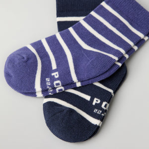 Two Pack Blue Striped Kids Socks from Polarn O. Pyret kidswear. Nordic kids clothes made from sustainable sources.