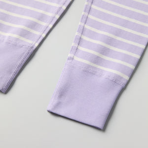 Purple Striped Kids Leggings from Polarn O. Pyret kidswear. Nordic kids clothes made from sustainable sources.