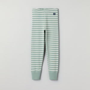 Green Striped Kids Leggings from Polarn O. Pyret kidswear. Clothes made using sustainably sourced materials.