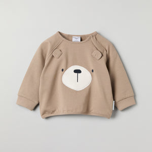 Bear Applique Baby Sweatshirt from the Polarn O. Pyret baby collection. Clothes made using sustainably sourced materials.