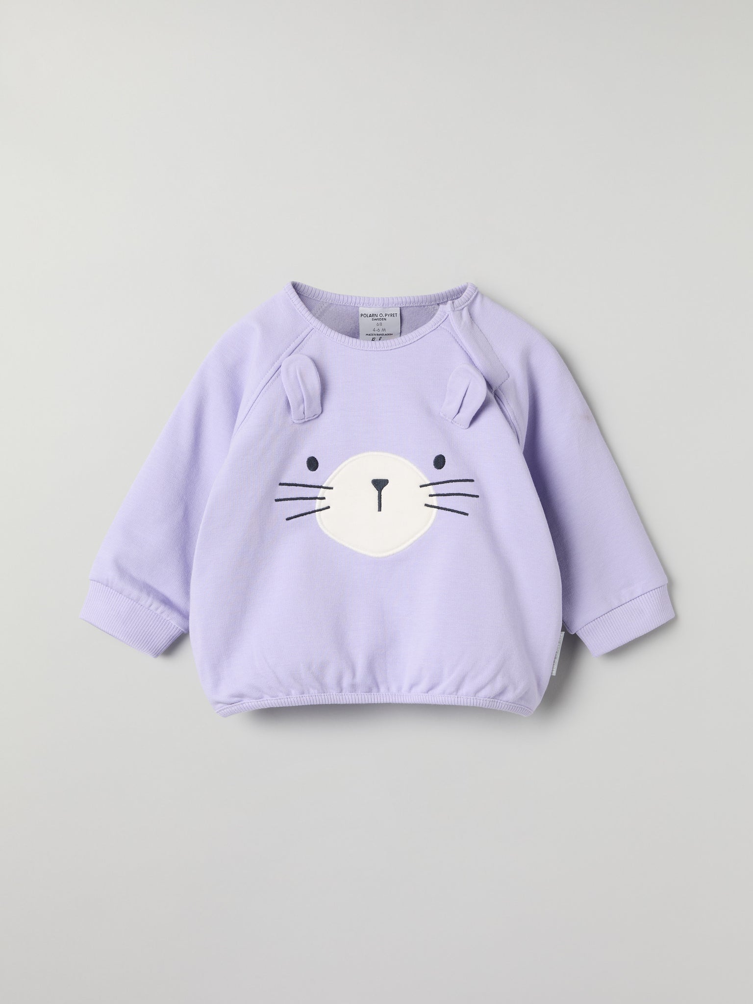 Bunny Applique Baby Sweatshirt from the Polarn O. Pyret baby collection. Nordic kids clothes made from sustainable sources.