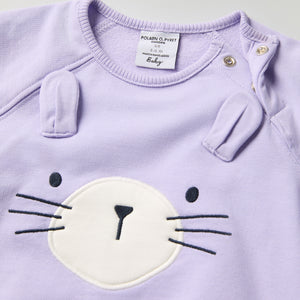 Bunny Applique Baby Sweatshirt from the Polarn O. Pyret baby collection. Nordic kids clothes made from sustainable sources.