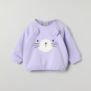 Bunny Applique Baby Sweatshirt from the Polarn O. Pyret baby collection. Nordic kids clothes made from sustainable sources.