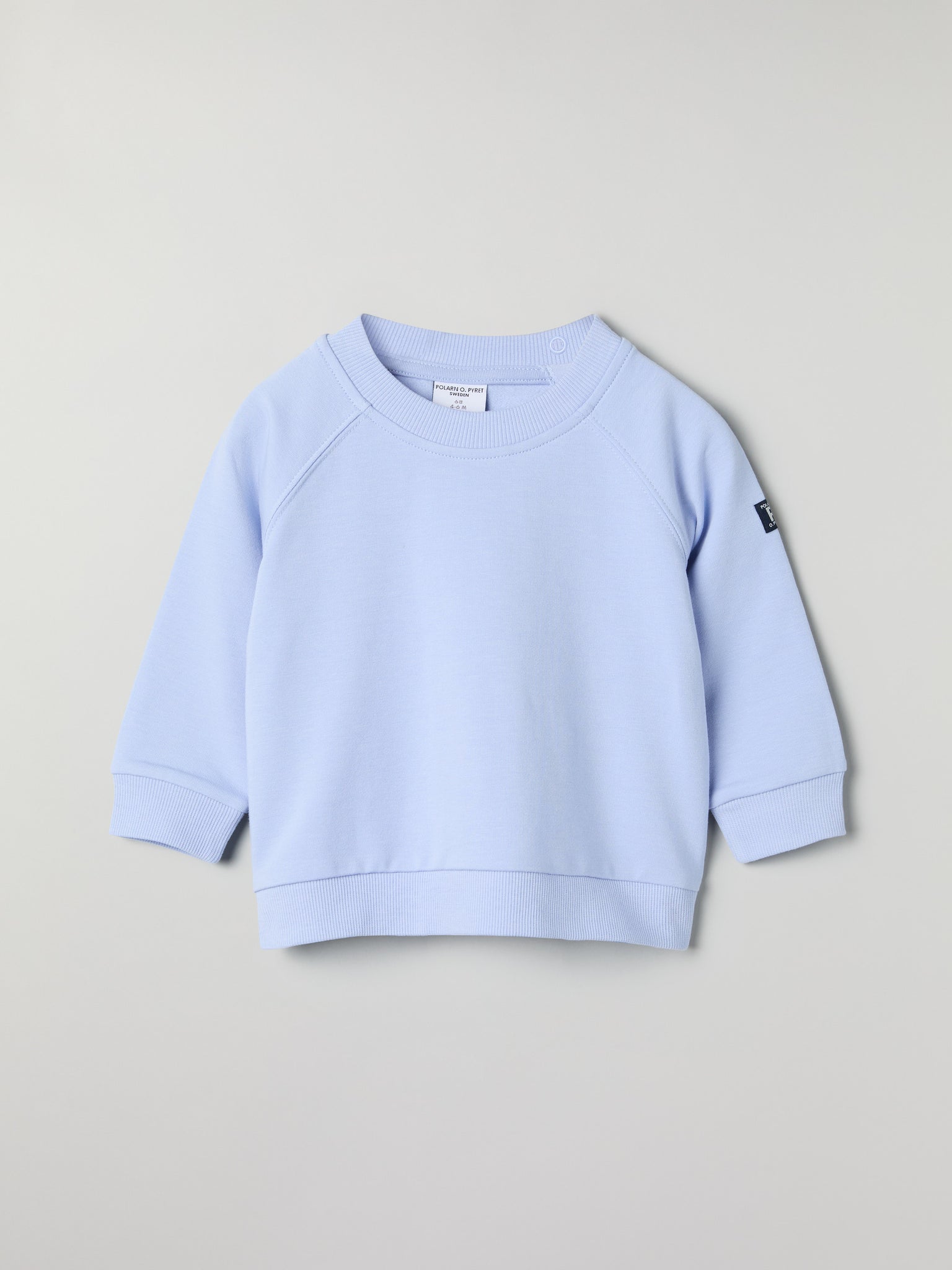 Blue Baby Sweatshirt from the Polarn O. Pyret baby collection. Ethically produced kids clothing.