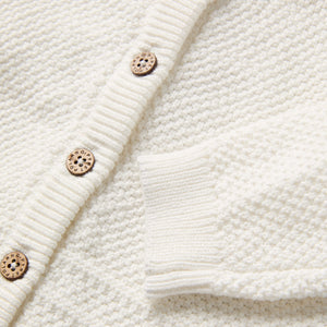 Knitted Organic Cotton Baby Cardigan from the Polarn O. Pyret baby collection. Nordic kids clothes made from sustainable sources.