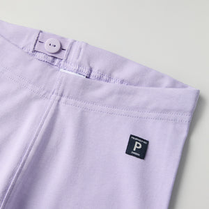 Purple Organic Cotton Kids Leggings from Polarn O. Pyret kidswear. Nordic kids clothes made from sustainable sources.