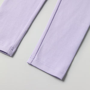 Purple Organic Cotton Kids Leggings from Polarn O. Pyret kidswear. Nordic kids clothes made from sustainable sources.