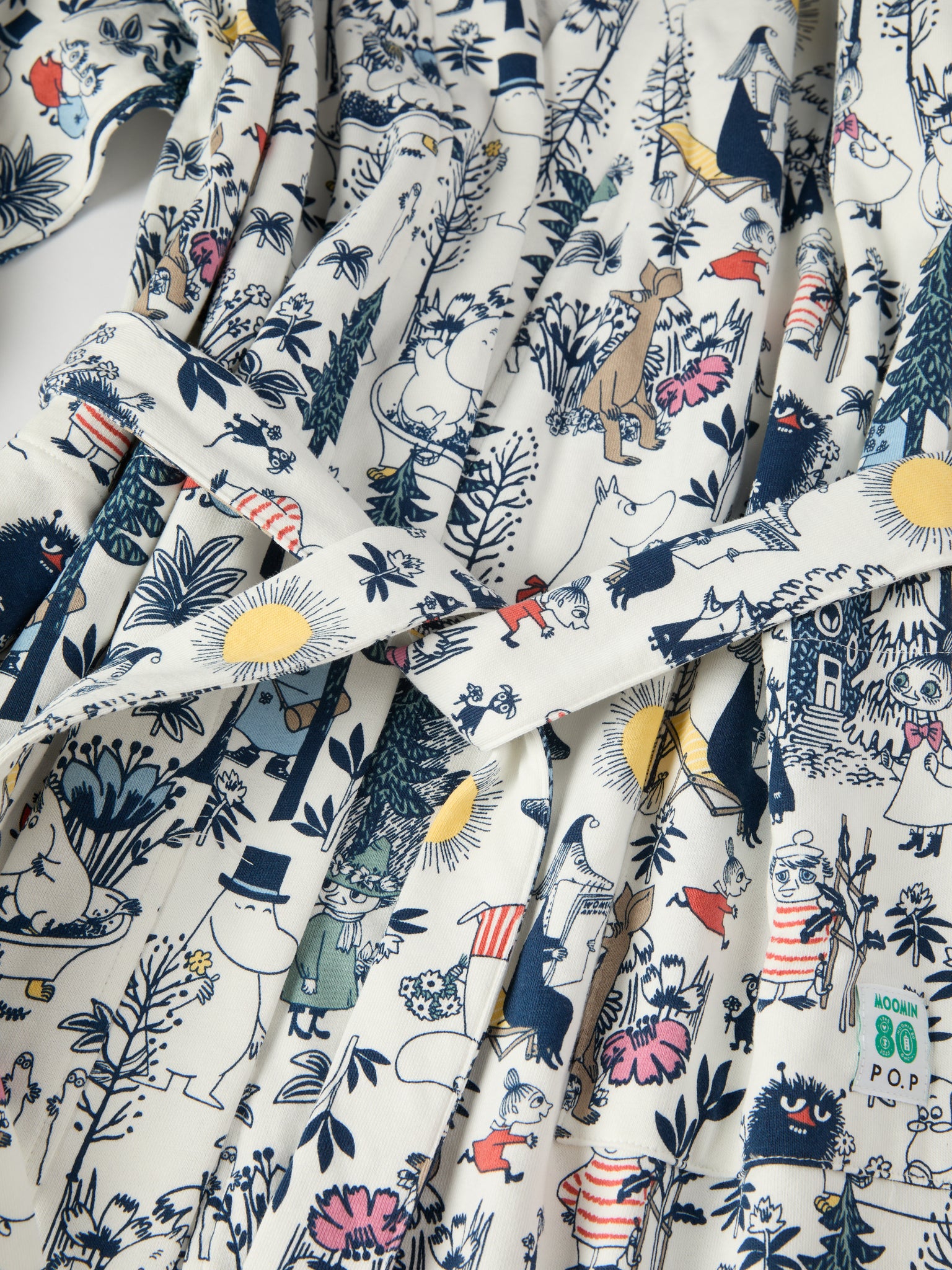 Organic Cotton Moomin Print Adult Robe from the Polarn O. Pyret adult collection. Nordic kids clothes made from sustainable sources.