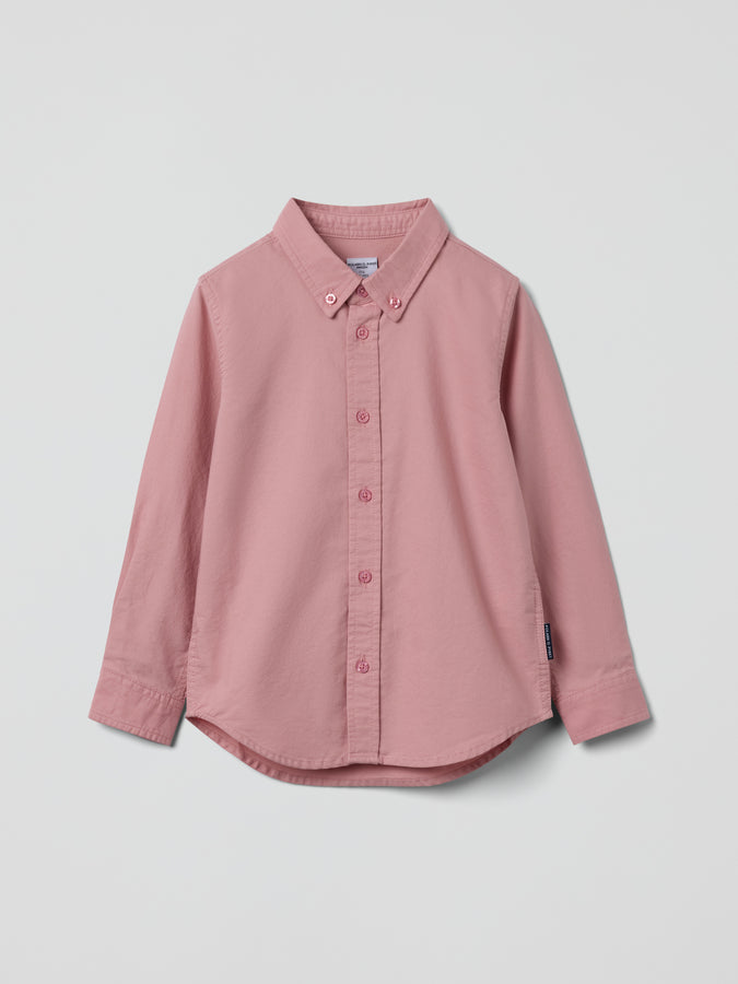 Pink Kids Oxford Shirt from the Polarn O. Pyret baby collection. Nordic kids clothes made from sustainable sources.