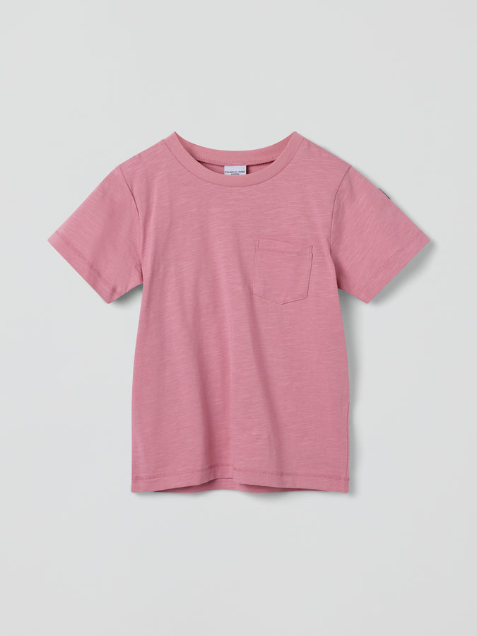 Pink Kids Pocket T-Shirt from Polarn O. Pyret kidswear. Clothes made using sustainably sourced materials.