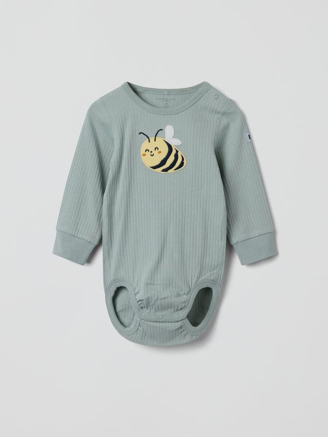 Bee Appliqué Babygrow from Polarn O. Pyret kidswear. Ethically produced kids clothing.