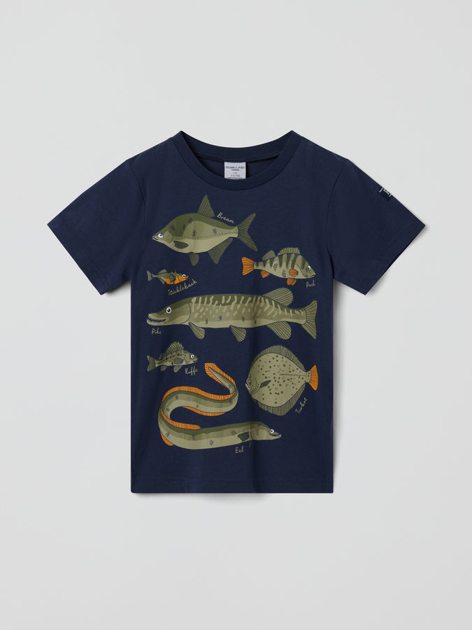 Fish Print Kids T-Shirt from the Polarn O. Pyret Kids collection. Nordic kids clothes made from sustainable sources.