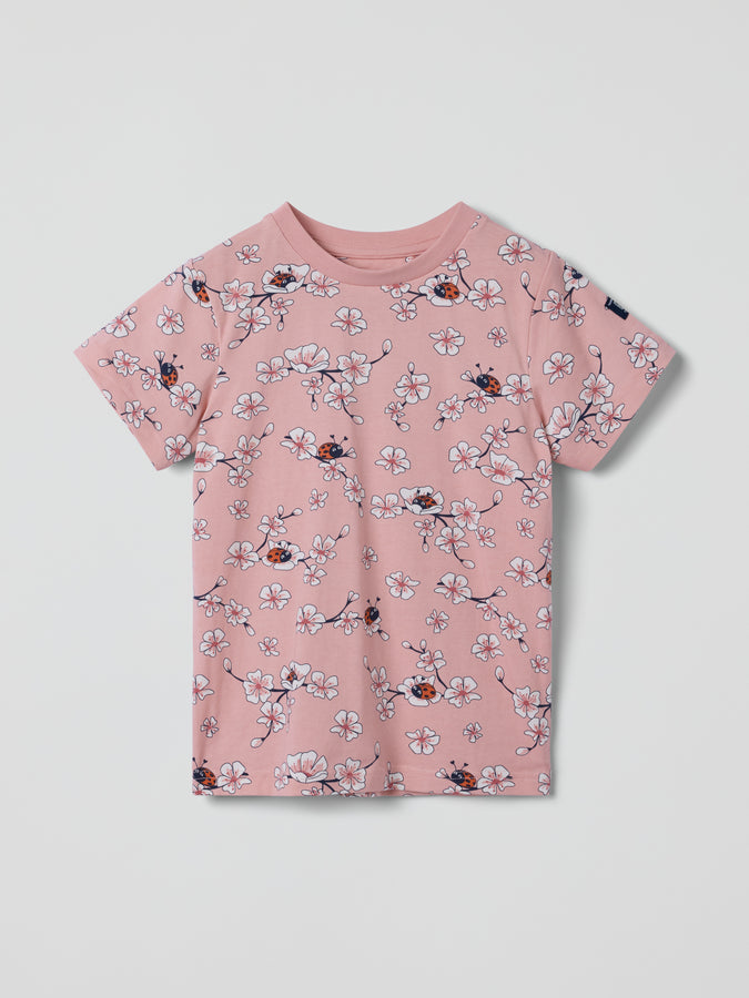 Flowers & Ladybirds Print T-Shirt