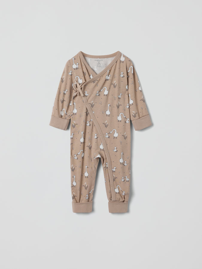 Geese Print Romper from Polarn O. Pyret kidswear. Ethically produced kids clothing.