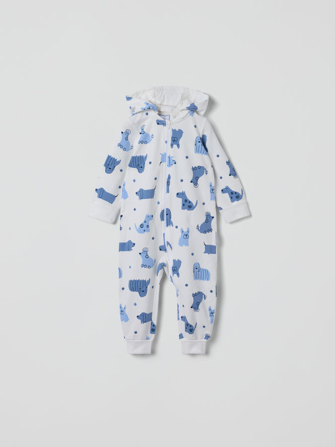 Dog Print Baby All-in-one from Polarn O. Pyret kidswear. Clothes made using sustainably sourced materials.