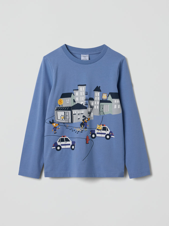 Car Print Kids Top from the Polarn O. Pyret baby collection. Clothes made using sustainably sourced materials.