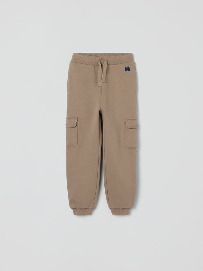 Kids Beige Cargo Joggers from Polarn O. Pyret kidswear. Ethically produced kids clothing.