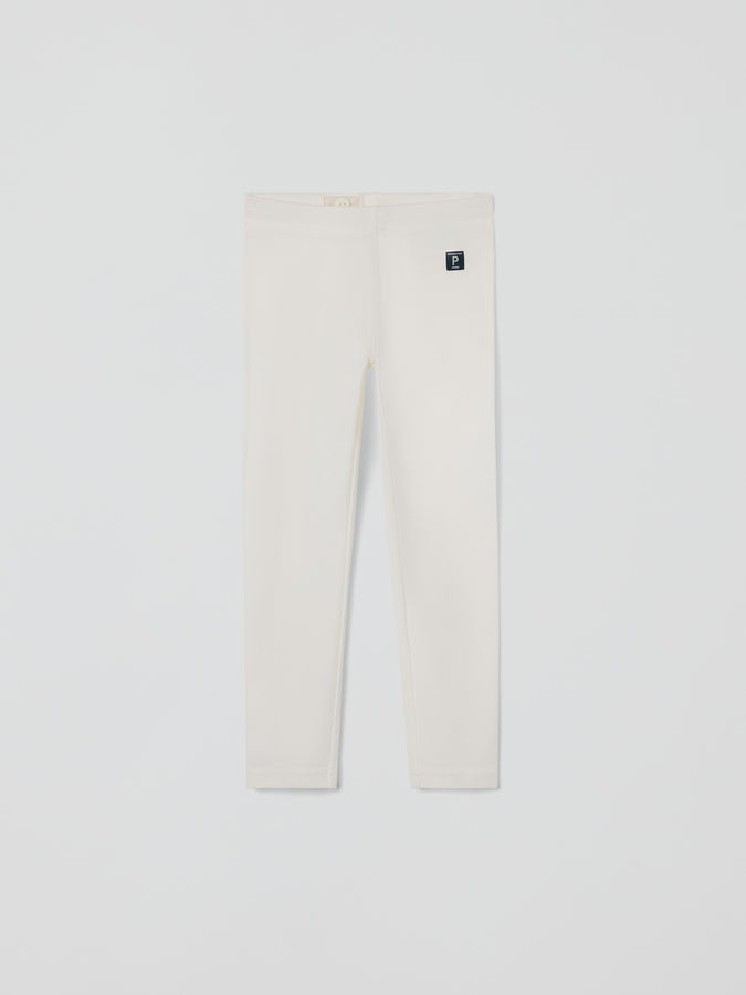 White Organic Kids Leggings from Polarn O. Pyret kidswear. Ethically produced kids clothing.