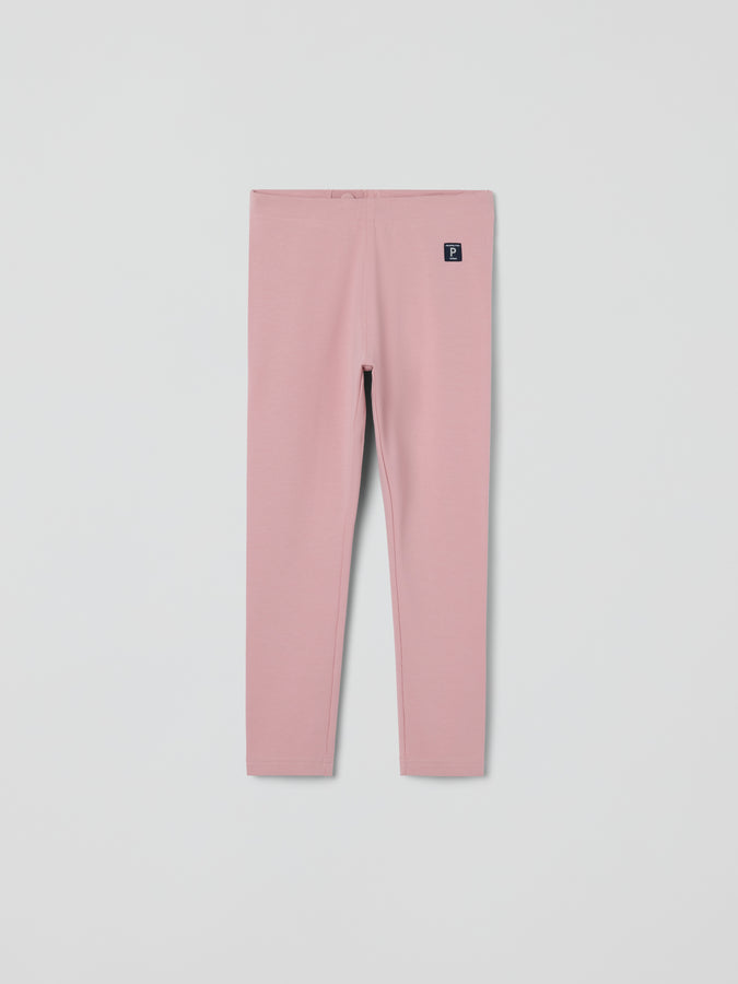 Pink Organic Kids Leggings from Polarn O. Pyret kidswear. Clothes made using sustainably sourced materials.